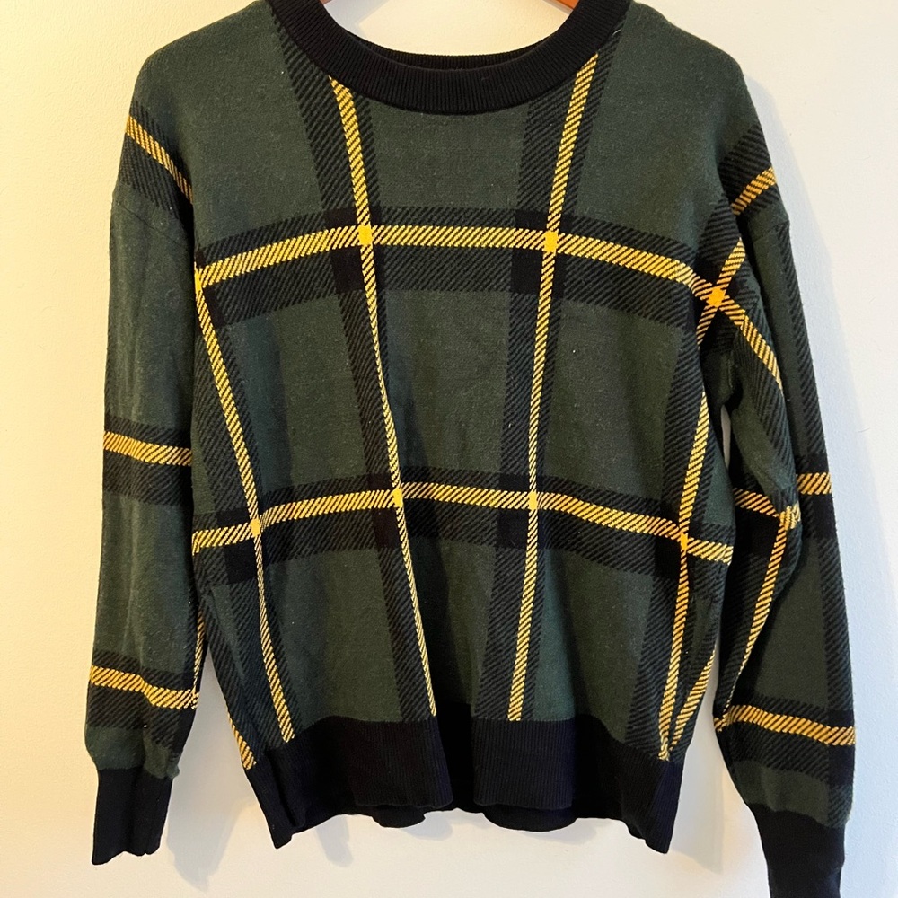 Green Plaid Women's Sweater